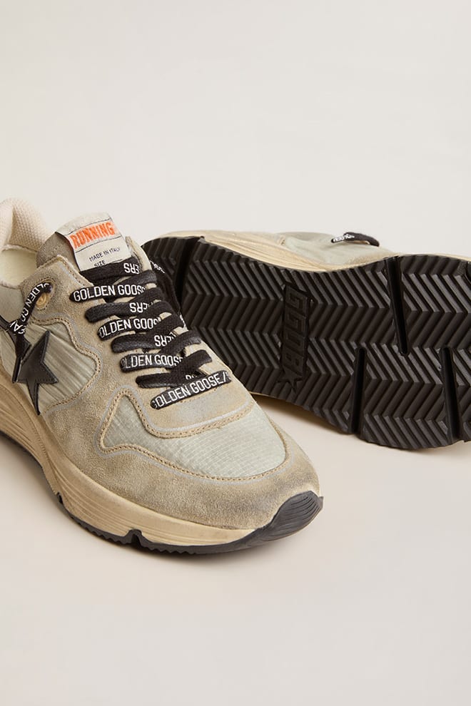 Women | Running Sole Gray Nylon with Black Star & Glitter Heel Tab | Ice x Taupe x Black x Brown