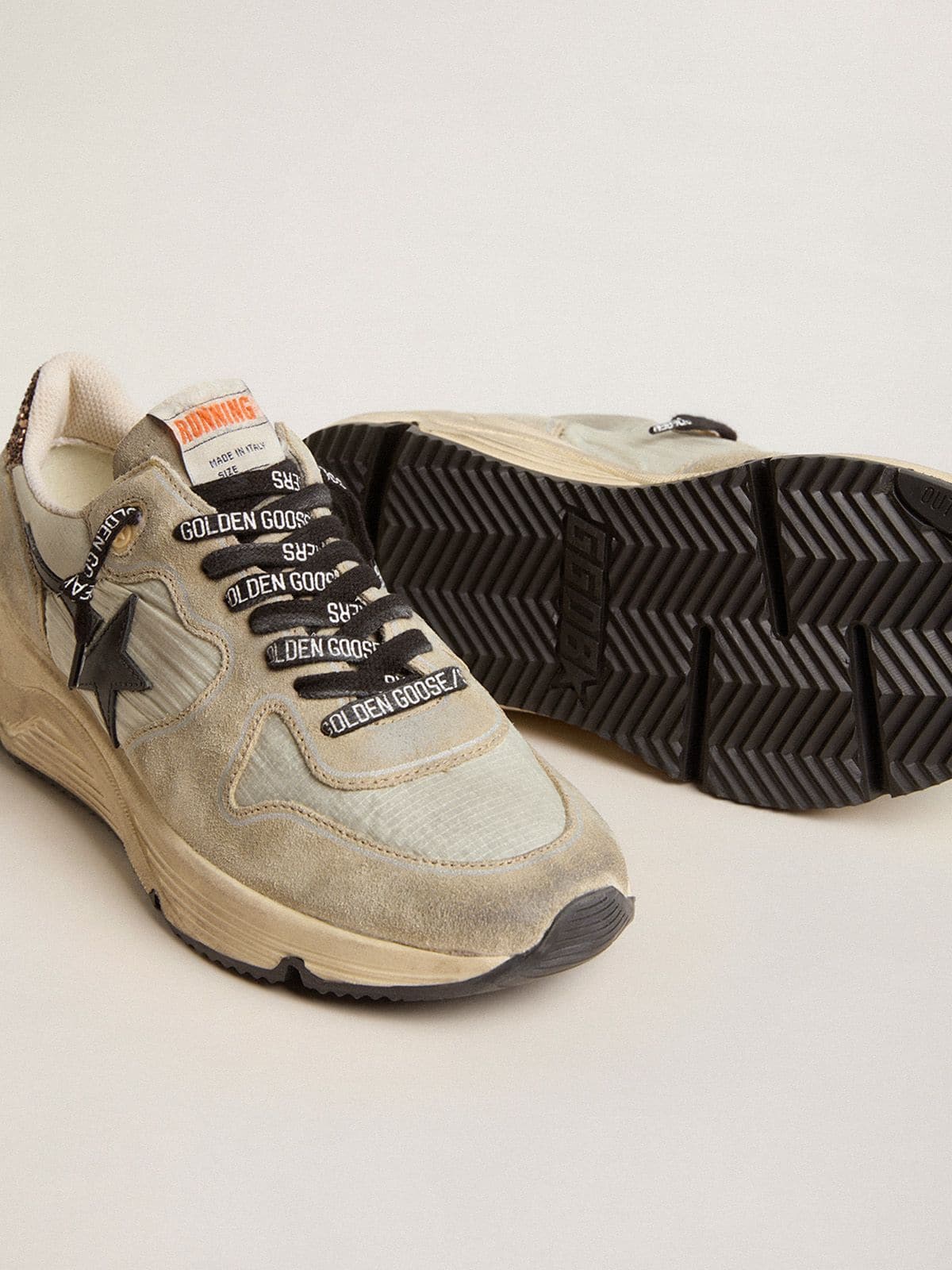 Women | Running Sole Gray Nylon with Black Star & Glitter Heel Tab | Ice x Taupe x Black x Brown - Image 5