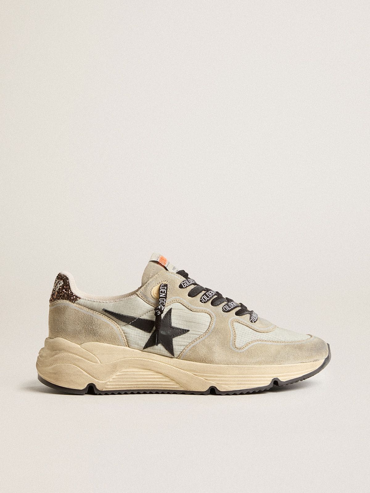 Women | Running Sole Gray Nylon with Black Star & Glitter Heel Tab | Ice x Taupe x Black x Brown - Image 7