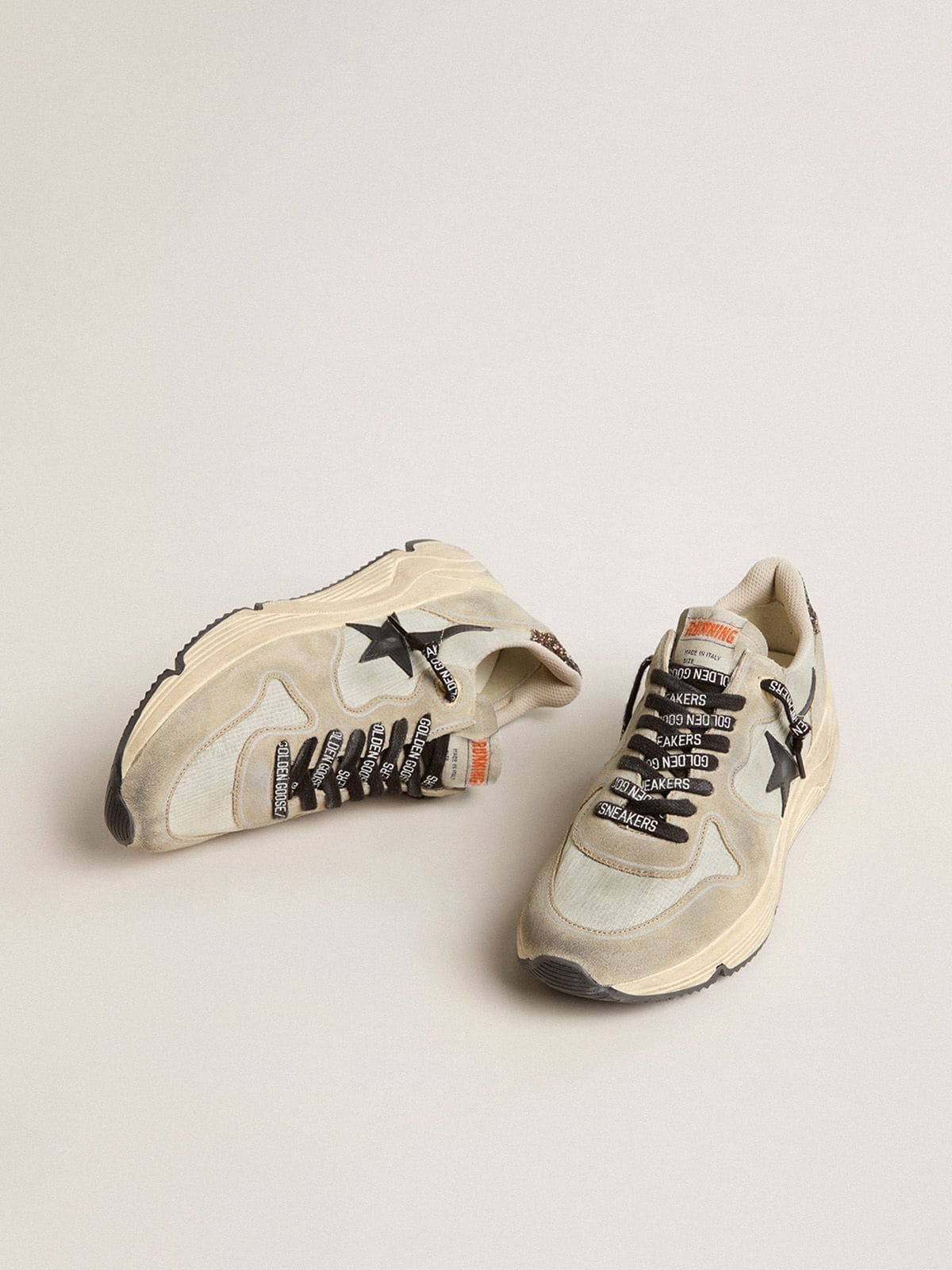 Women | Running Sole Gray Nylon with Black Star & Glitter Heel Tab | Ice x Taupe x Black x Brown - Image 8