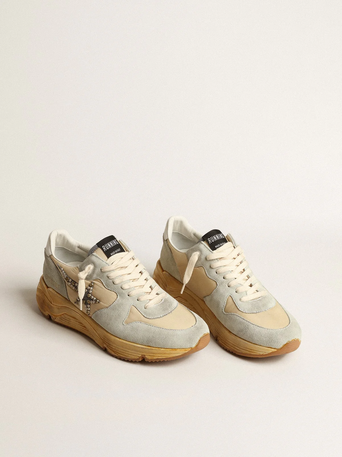 Women | Running Sole Ice Gray with Studded Suede Star | Cream x Ice x White - Image 2