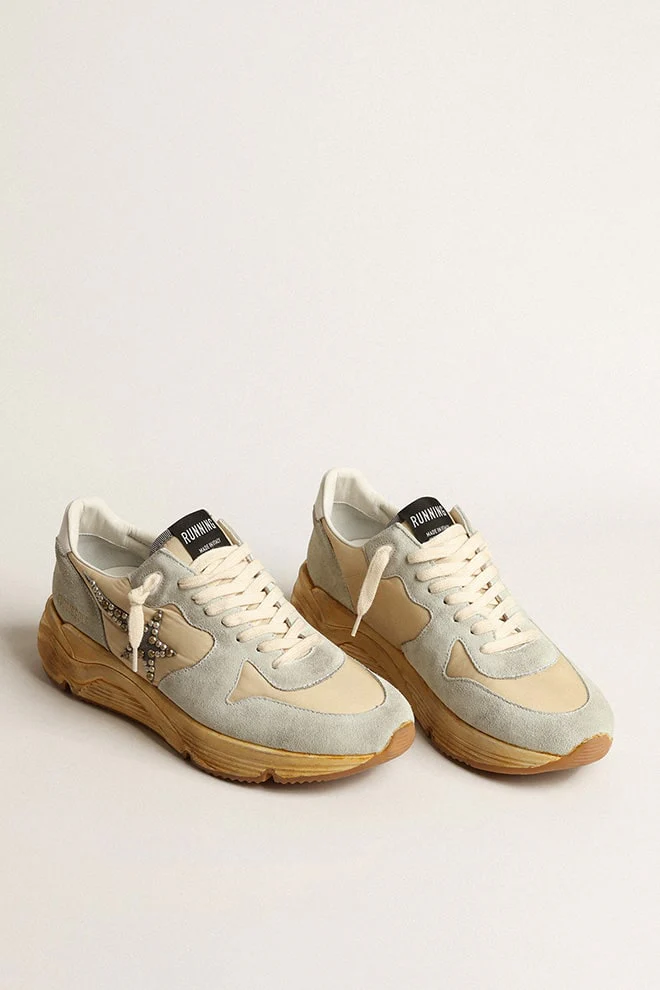 Women | Running Sole Ice Gray with Studded Suede Star | Cream x Ice x White - Image 3
