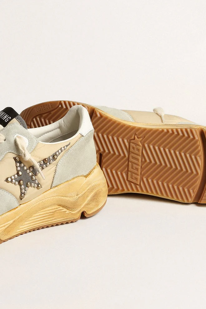 Women | Running Sole Ice Gray with Studded Suede Star | Cream x Ice x White - Image 6