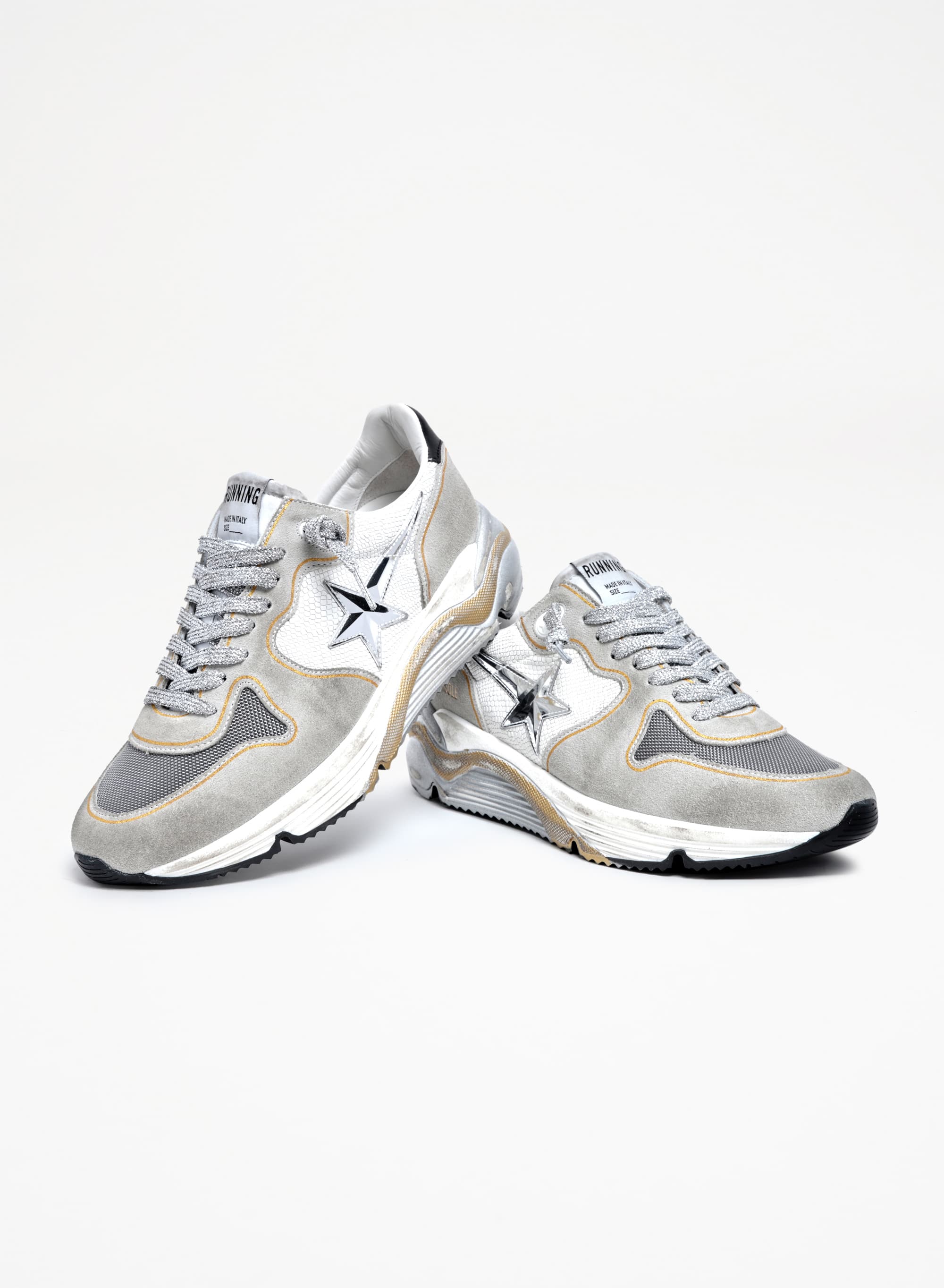 Women | Running Sole Ltd Sneakers Snake-Print Leather & Suede with Mesh Insert | White x Ice x Silver x Black - Image 4