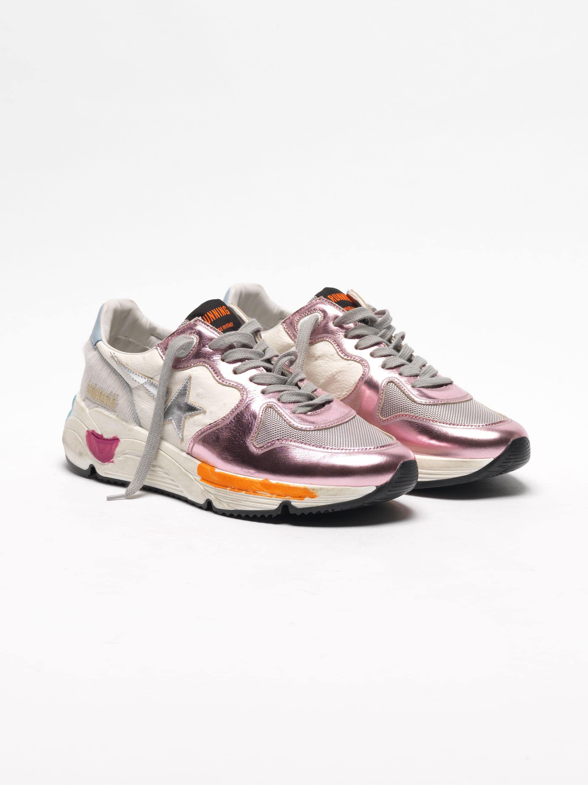 Women | Running Sole Sneakers Laminated Pink with Silver Star - Image 7