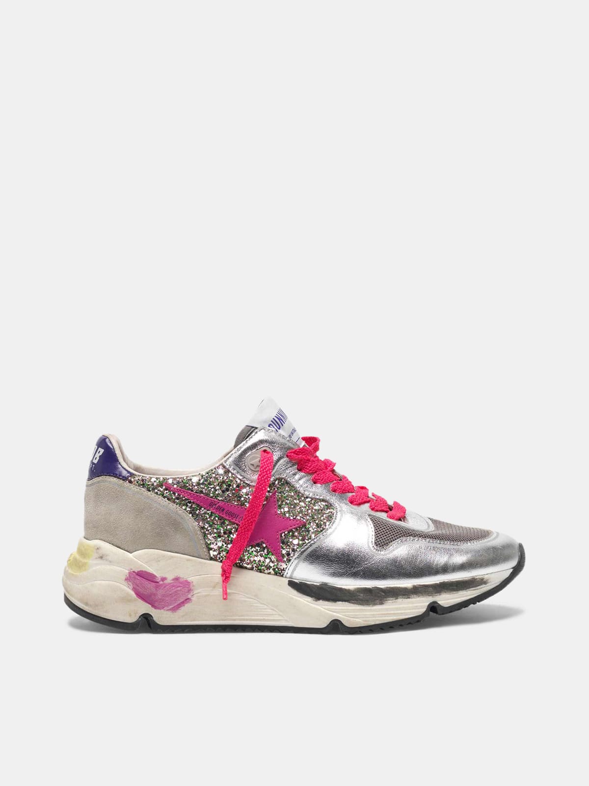 Women | Running Sole Sneakers Metallic Leather & Glitter