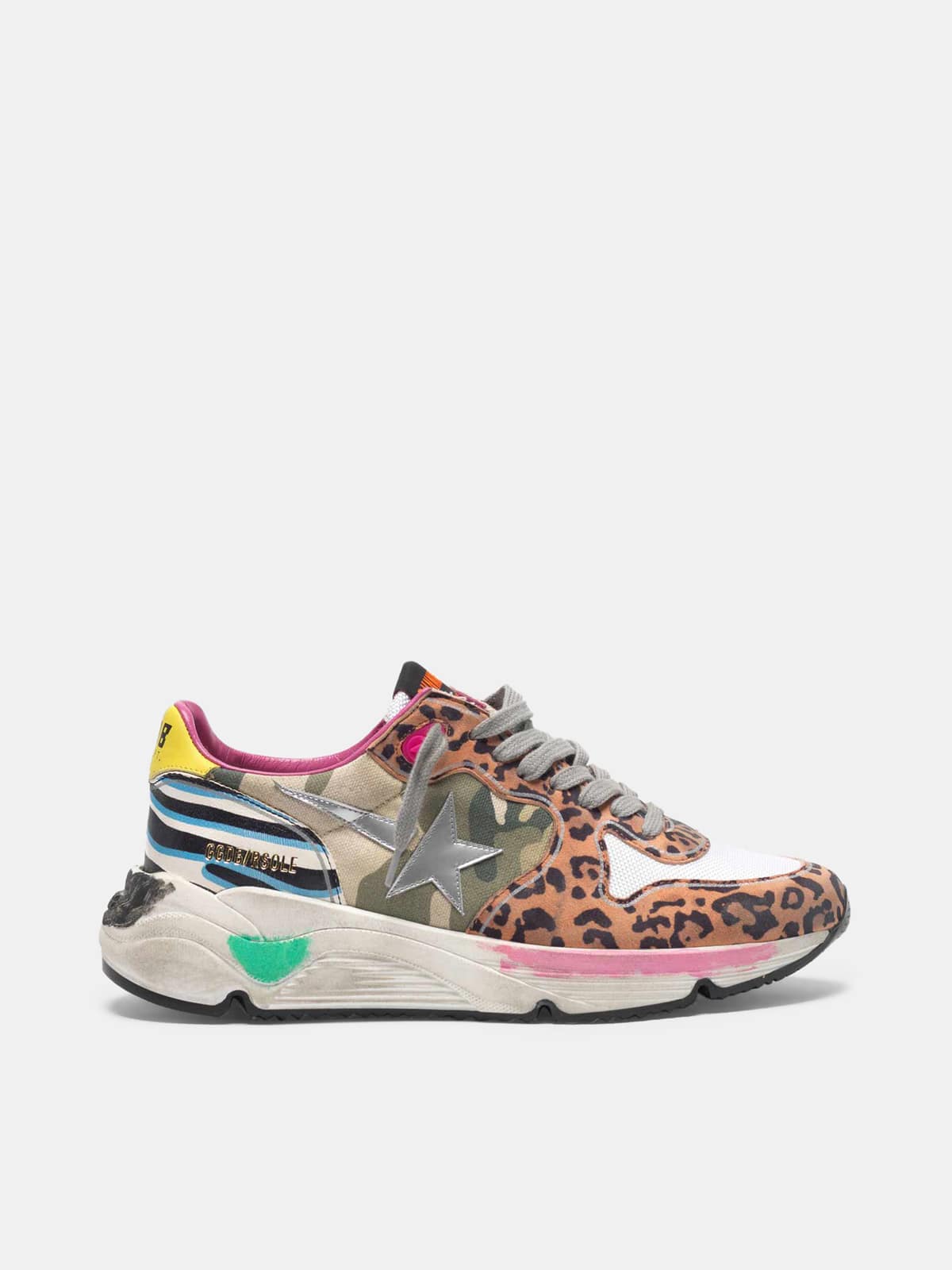 Women | Running Sole Sneakers with Mixed Animal-Print Upper