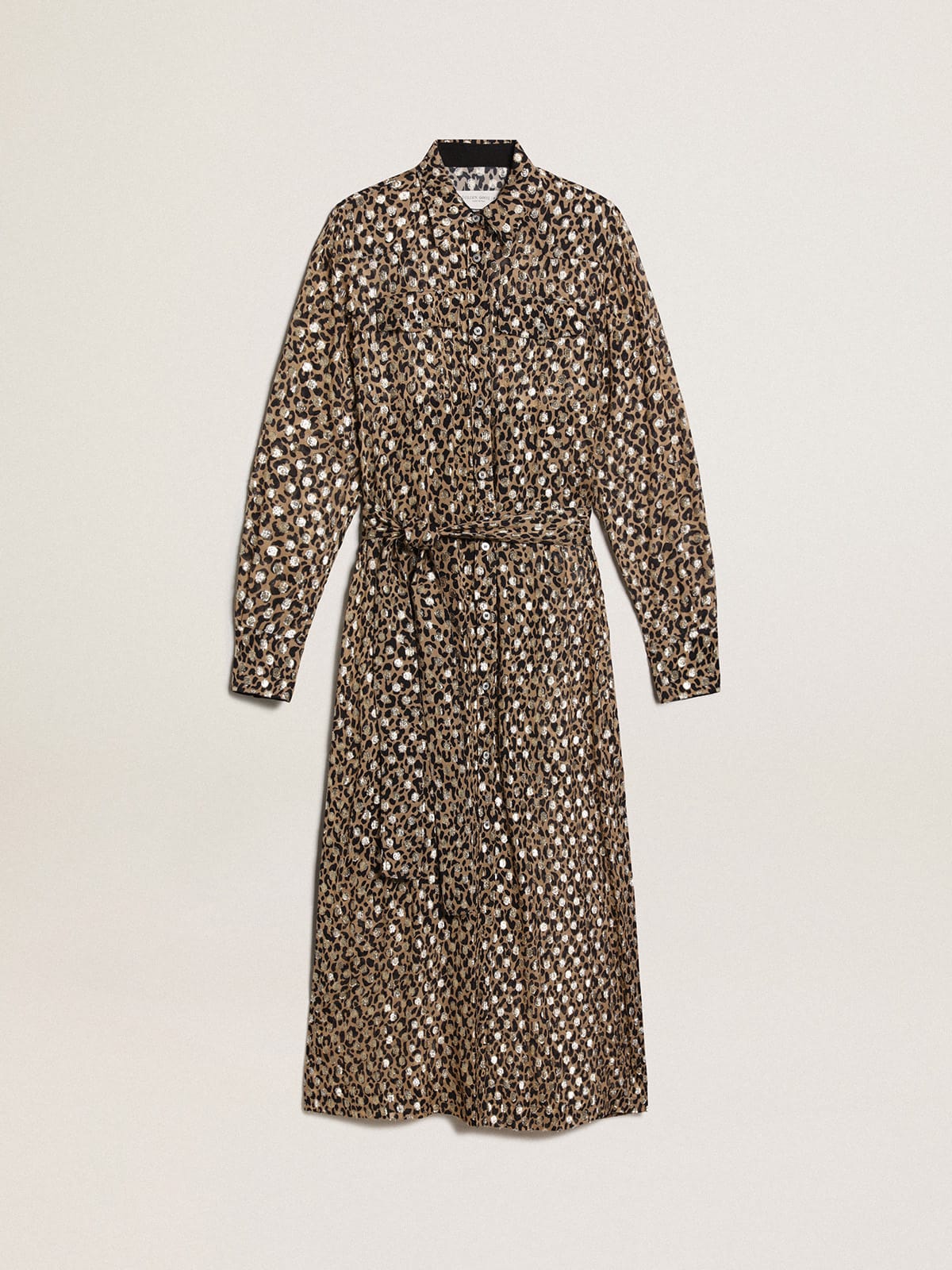 Women | Shirt Dress with Animal Print & Gold Fil Coupé | Tannin x Black x Gold - Image 10