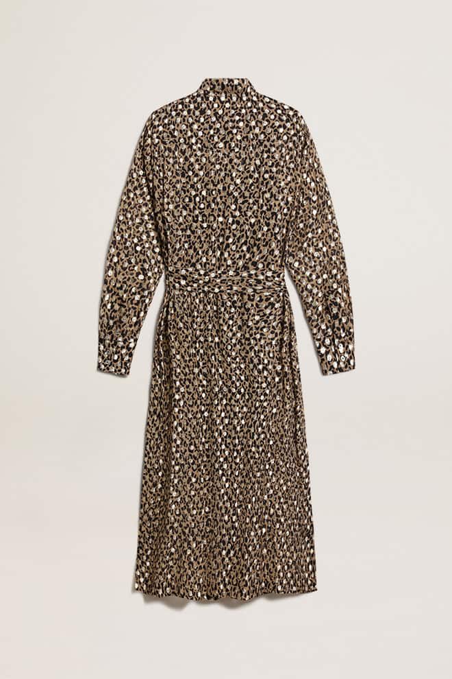 Women | Shirt Dress with Animal Print & Gold Fil Coupé | Tannin x Black x Gold - Image 5