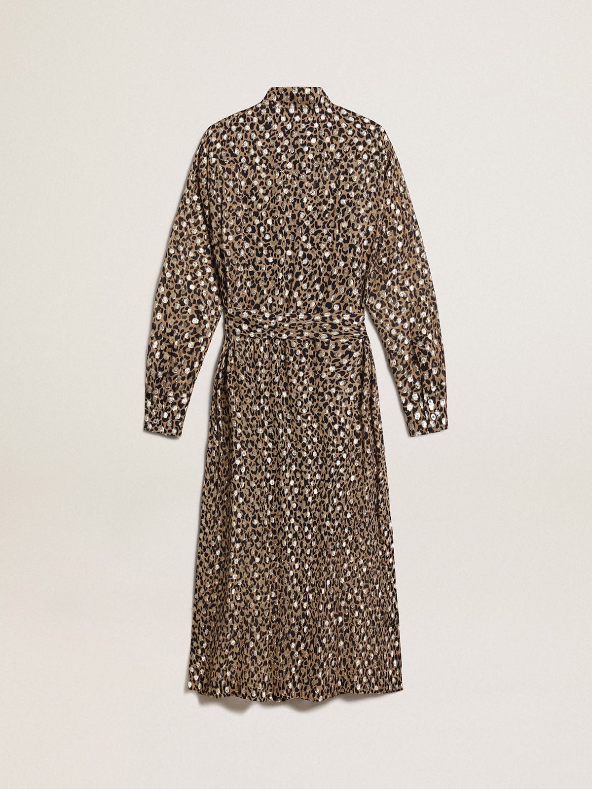 Women | Shirt Dress with Animal Print & Gold Fil Coupé | Tannin x Black x Gold - Image 9