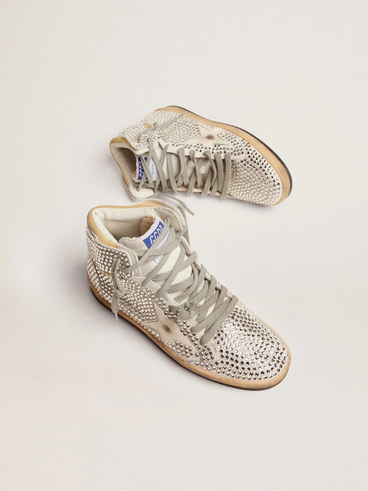 Women | Sky-Star Optical White Suede with All-Over Swarovski Crystals | Optic White x Silver - Image 8