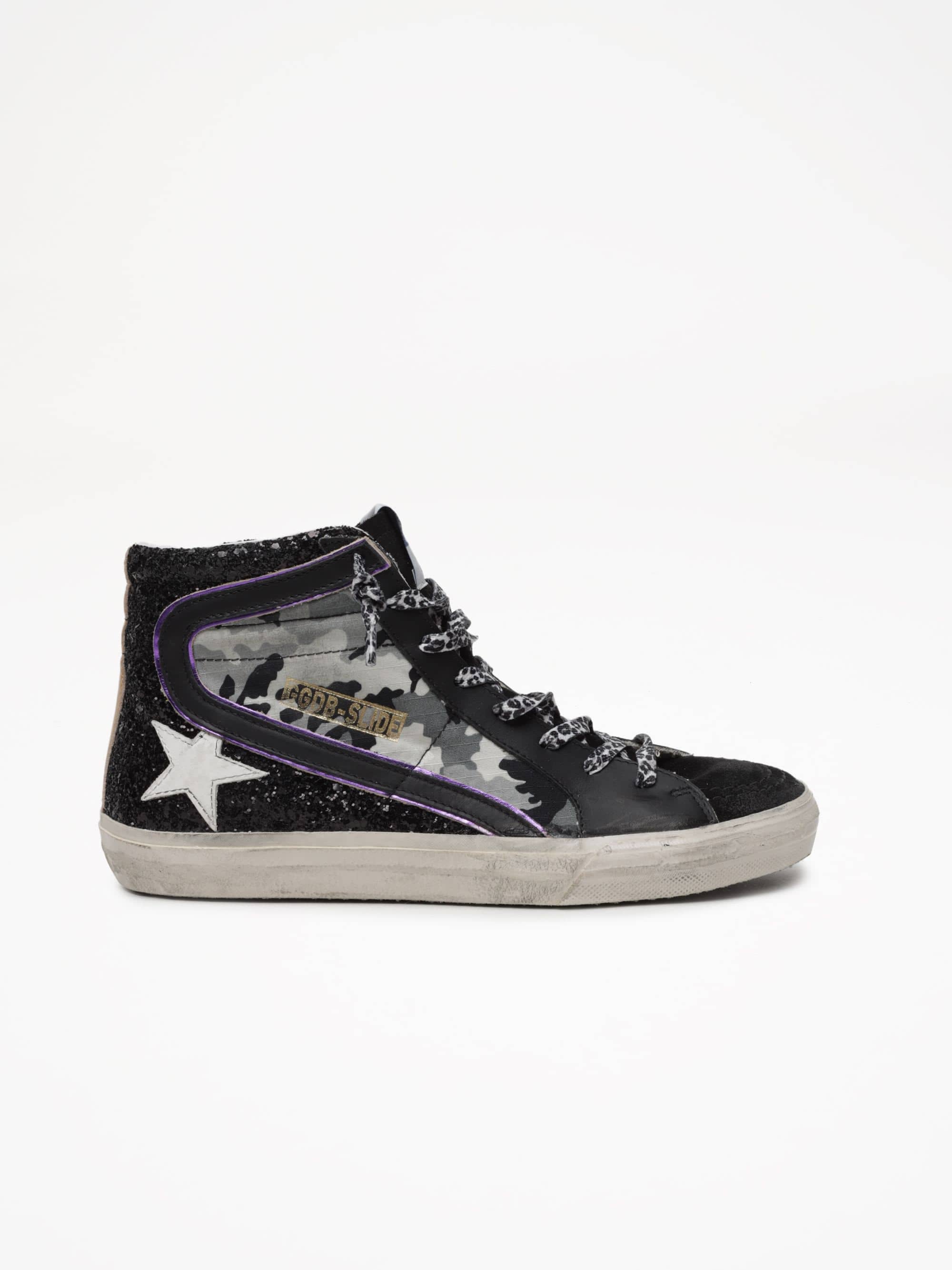 Women | Slide Leopard Ripstop & Glitter Upper Leather Star | Black Camouglage x Black x White x Gold - Image 4