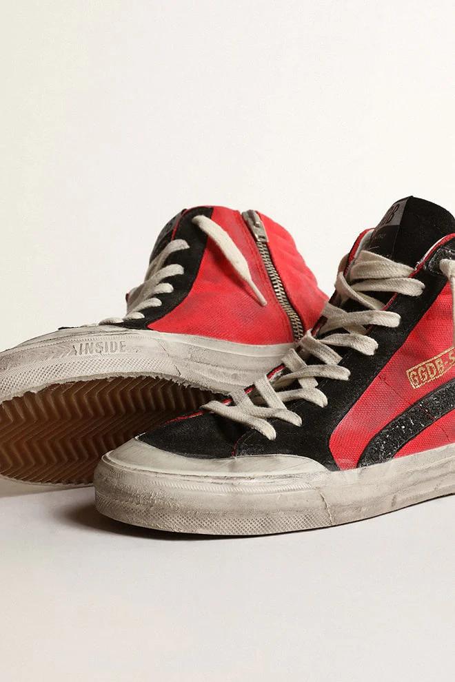 Women | Slide Red Leather with Black Star | Red x Black - Image 2