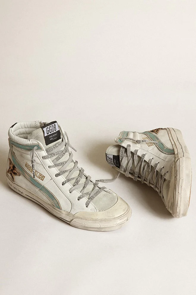 Women | Slide White Leather with Leo Star | White x Ice x Beige Brown Leo x Black x Mint - Image 7