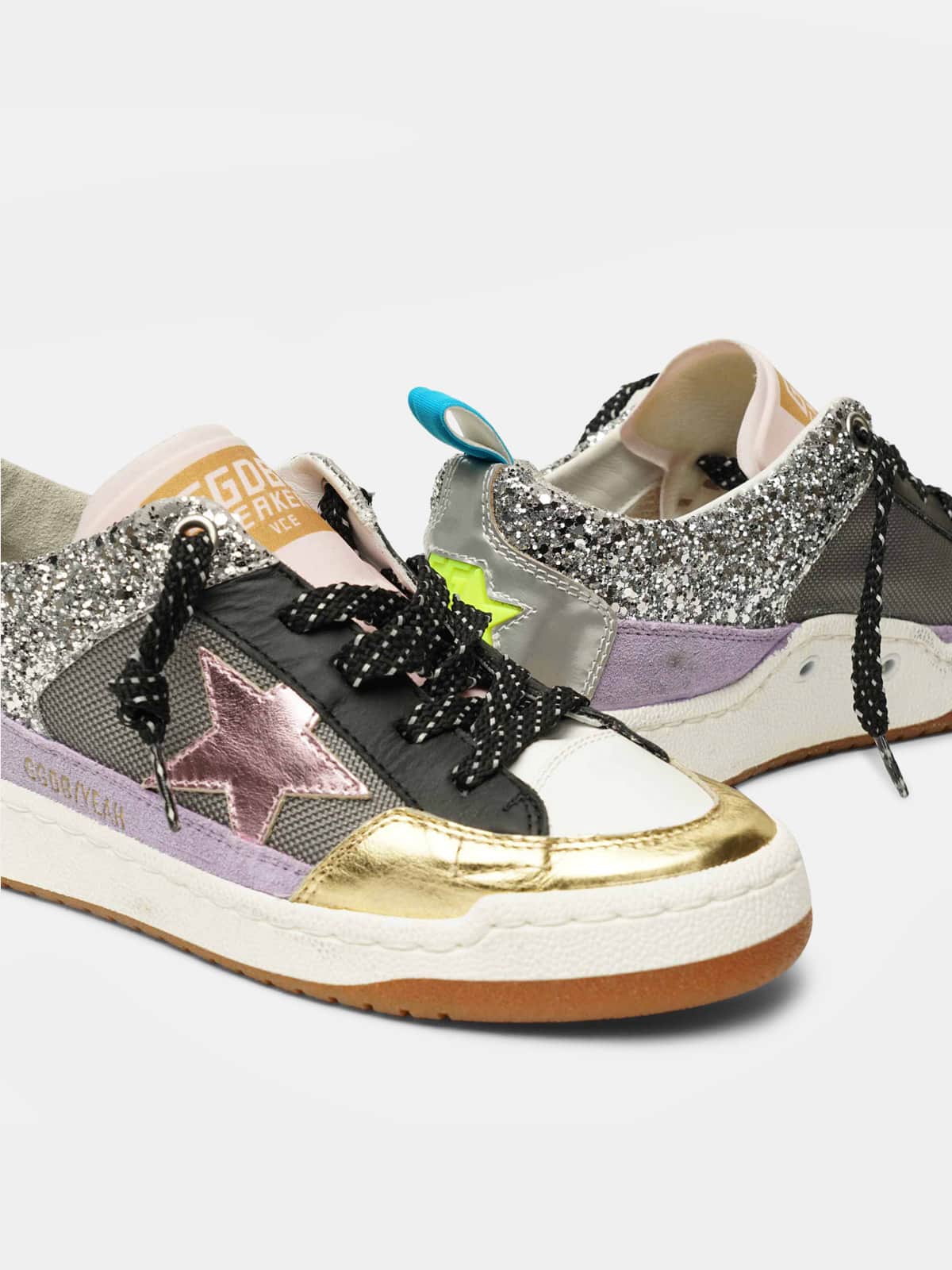 Women | Sneakers Yeah Silver Net Glitter-Pink Star - Image 2