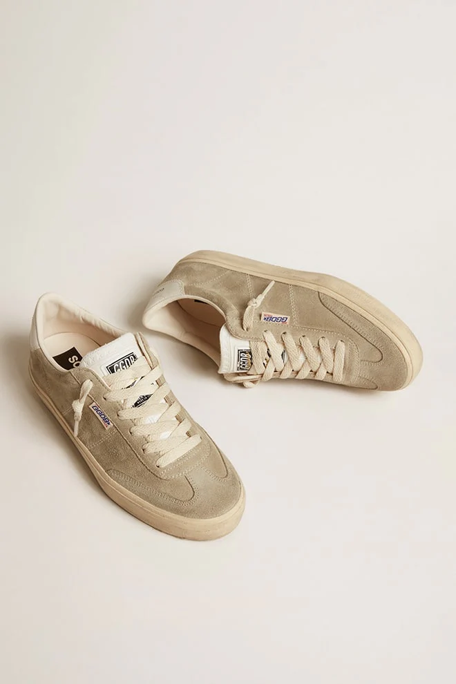 Women | Soul Star Beige Suede with White Leather Heel Tab | Taupe x Milk - Image 4