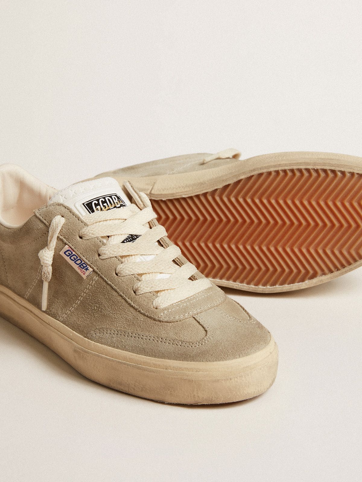 Women | Soul Star Beige Suede with White Leather Heel Tab | Taupe x Milk - Image 5