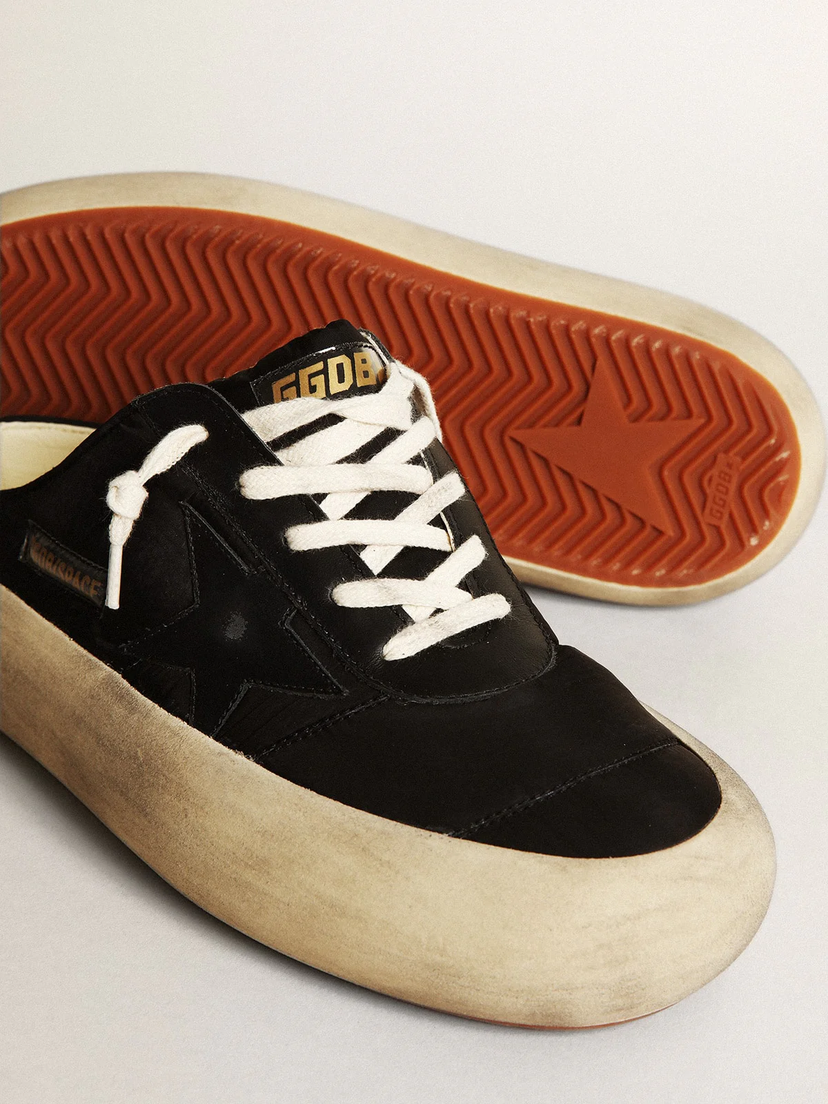 Women | Space-Star Sabots Black Nylon with Black Leather Star | Black - Image 4