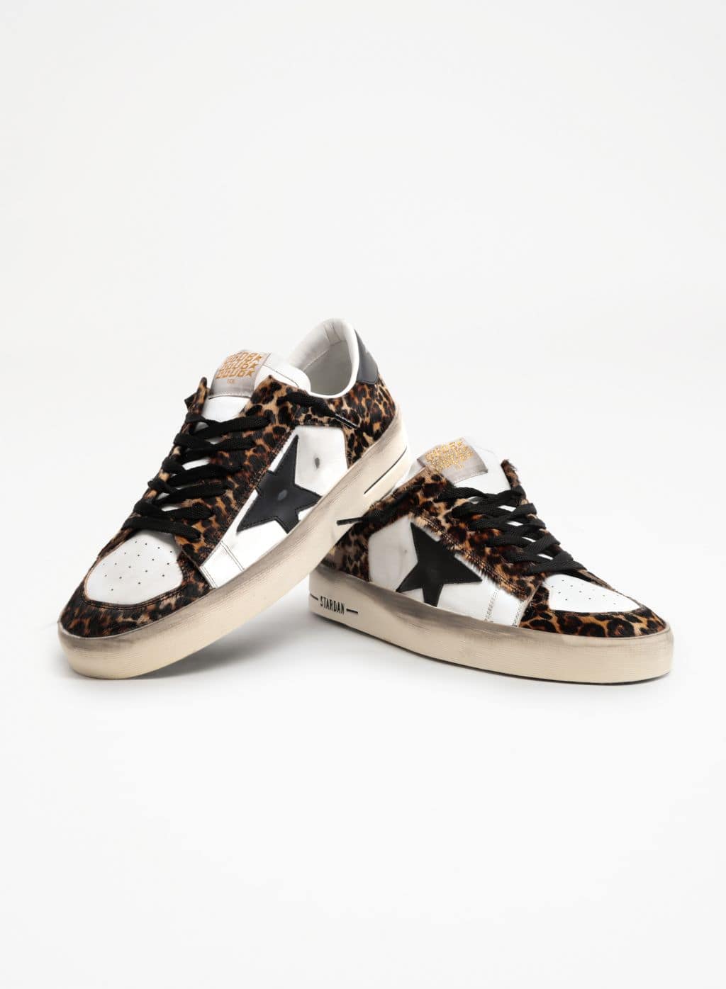 Women | Stardan Sneakers Leopard-Print Pony Skin & Black Star | Beige Brown Leo x White x Black - Image 2