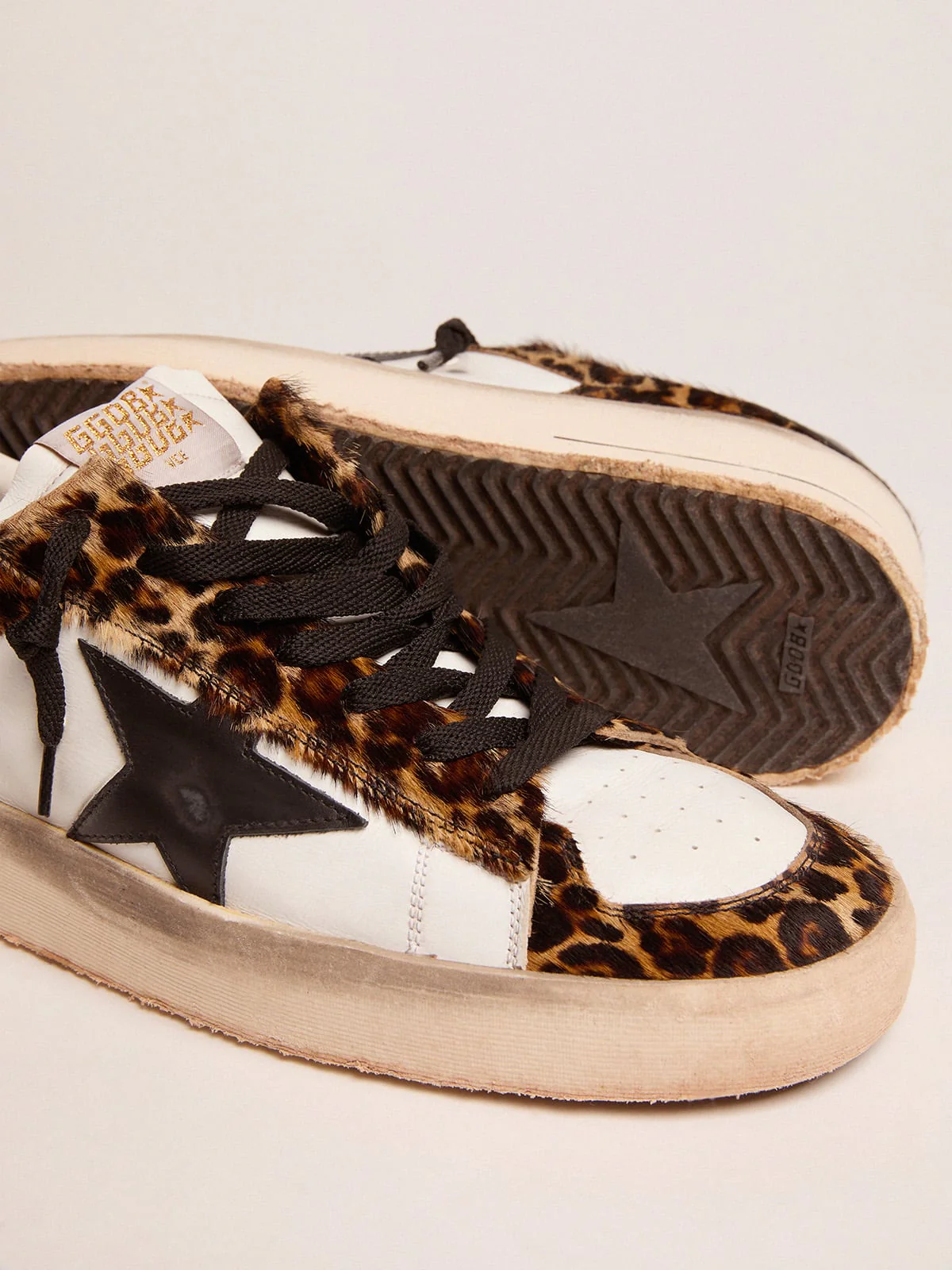 Women | Stardan Sneakers Leopard-Print Pony Skin & Black Star | Beige Brown Leo x White x Black - Image 5