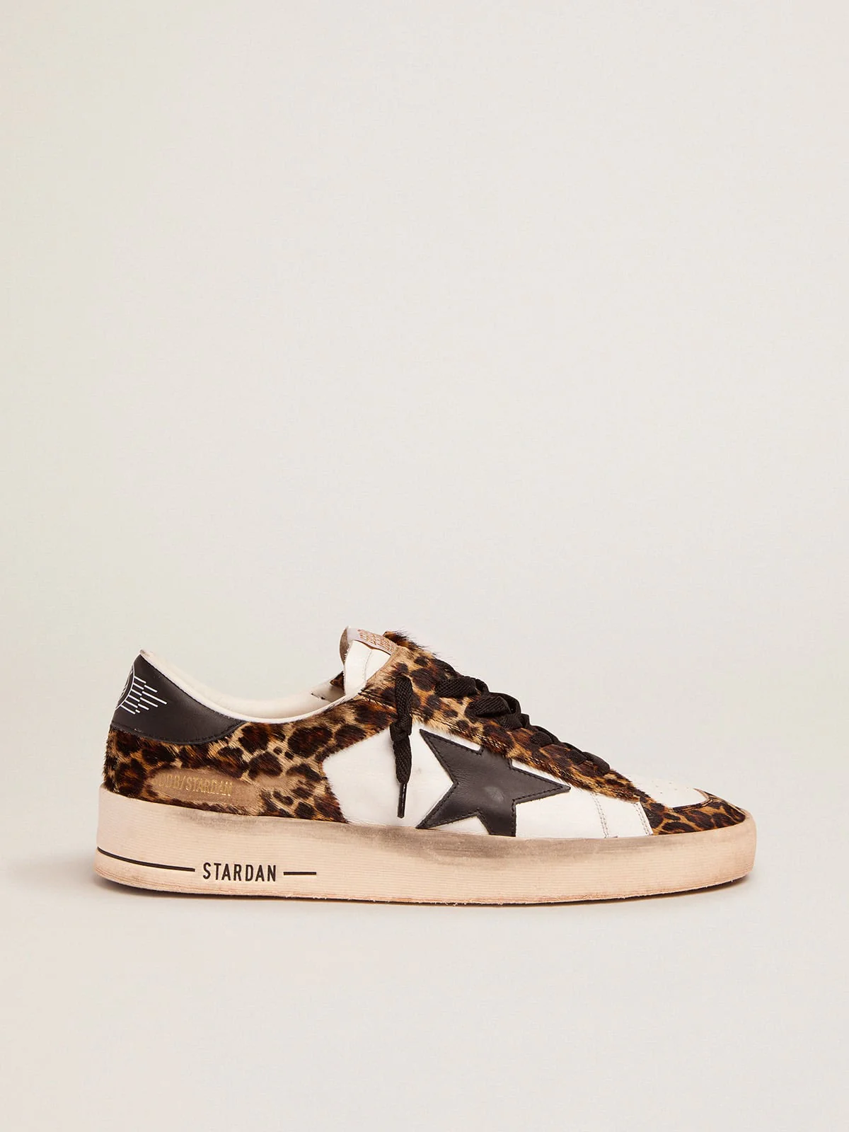 Women | Stardan Sneakers Leopard-Print Pony Skin & Black Star | Beige Brown Leo x White x Black - Image 8