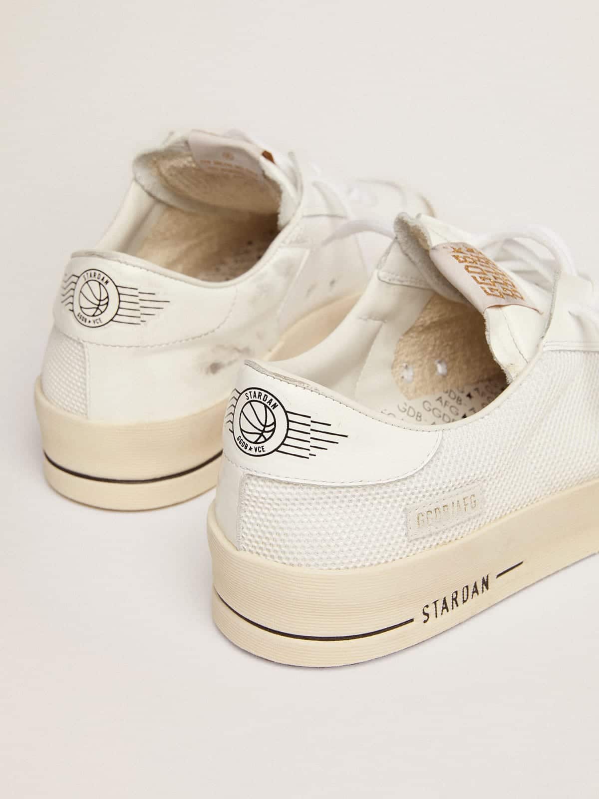 Women | Stardan with White Leather & Mesh Inserts & Black Suede Star | White x Black - Image 3