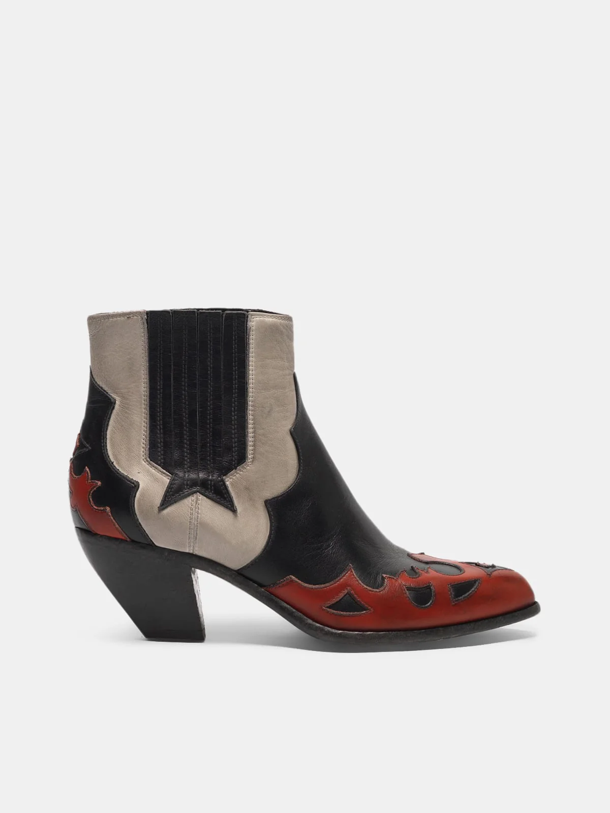 Women | Sunset Flowers Ankle Boots Leather with Decoration On The Upper - Image 3