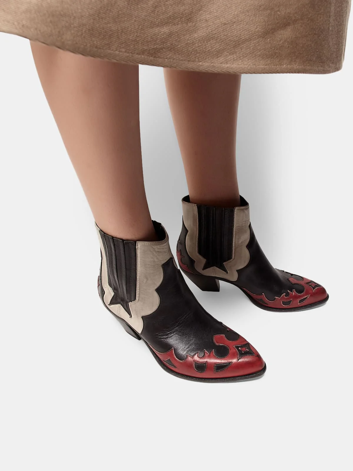 Women | Sunset Flowers Ankle Boots Leather with Decoration On The Upper - Image 5