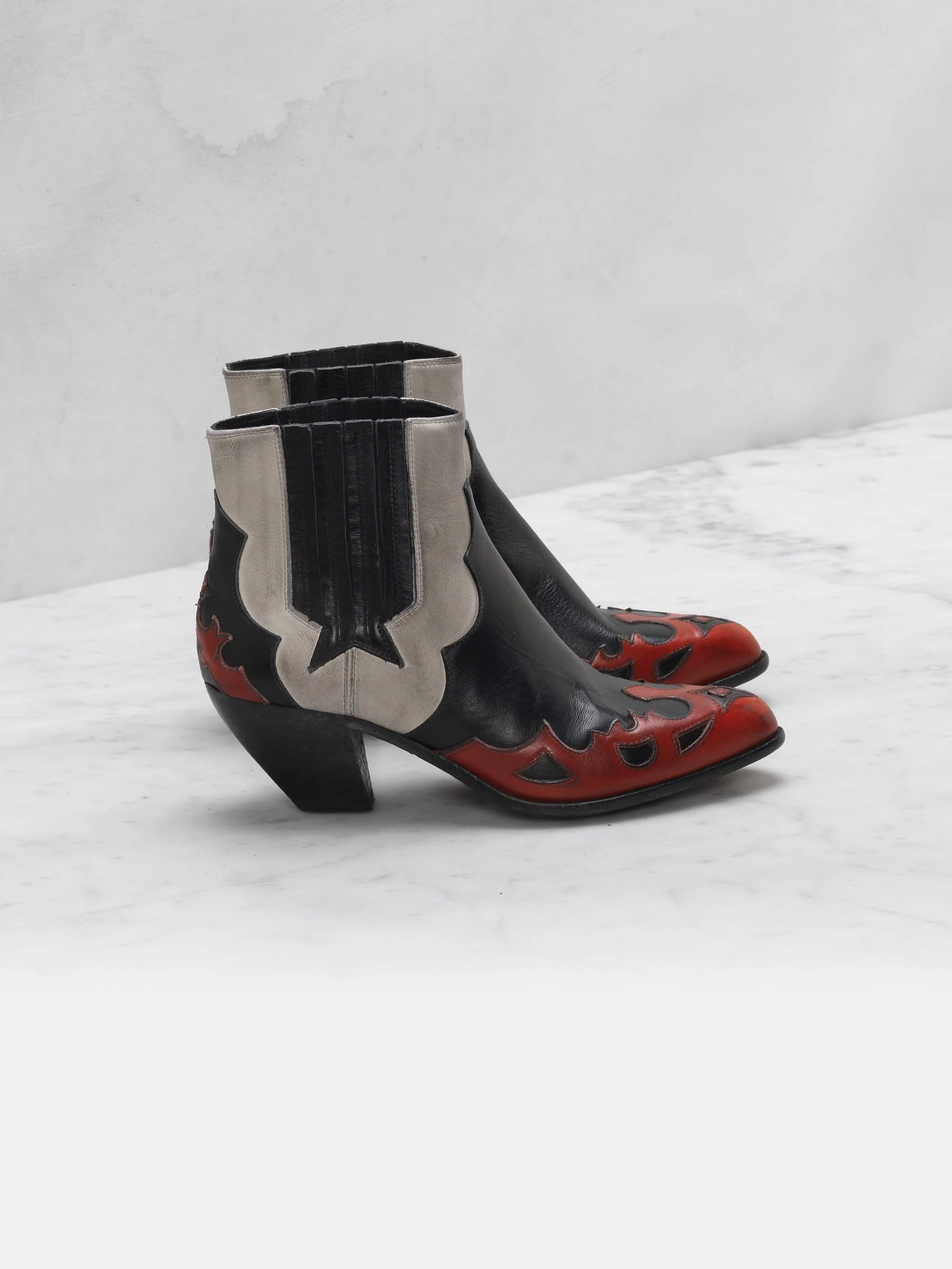 Women | Sunset Flowers Ankle Boots Leather with Decoration On The Upper - Image 6
