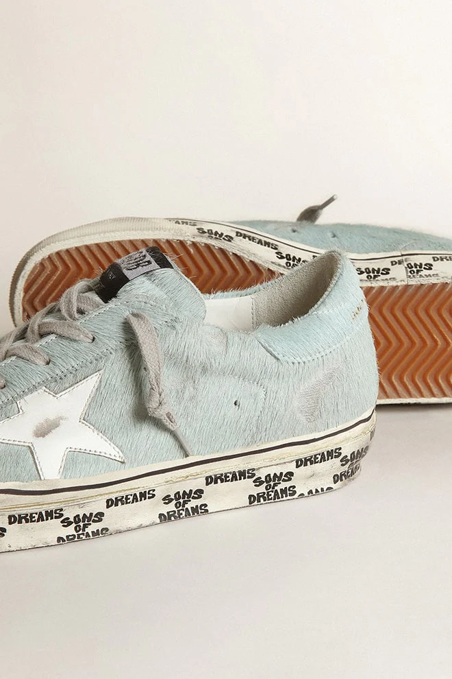 Women | Super-Star Aquamarine with White Star & Grey Laces | Aquamarine x White - Image 3
