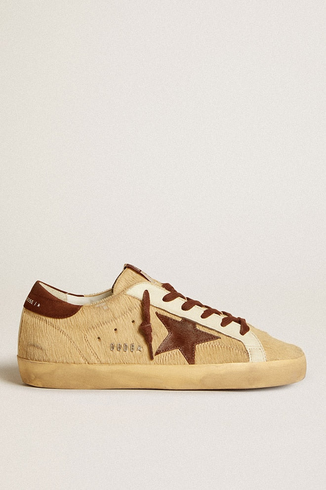 Women | Super-Star Beige Pony Skin with Brown Suede Star & Heel Tab | Butter x Brown - Image 5