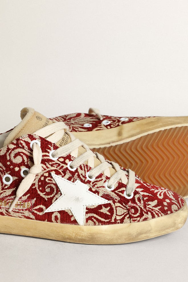 Women | Super-Star Dark Red & Ivory Jacquard Fabric | Wine Ivory Jacquard x White x Silver - Image 5