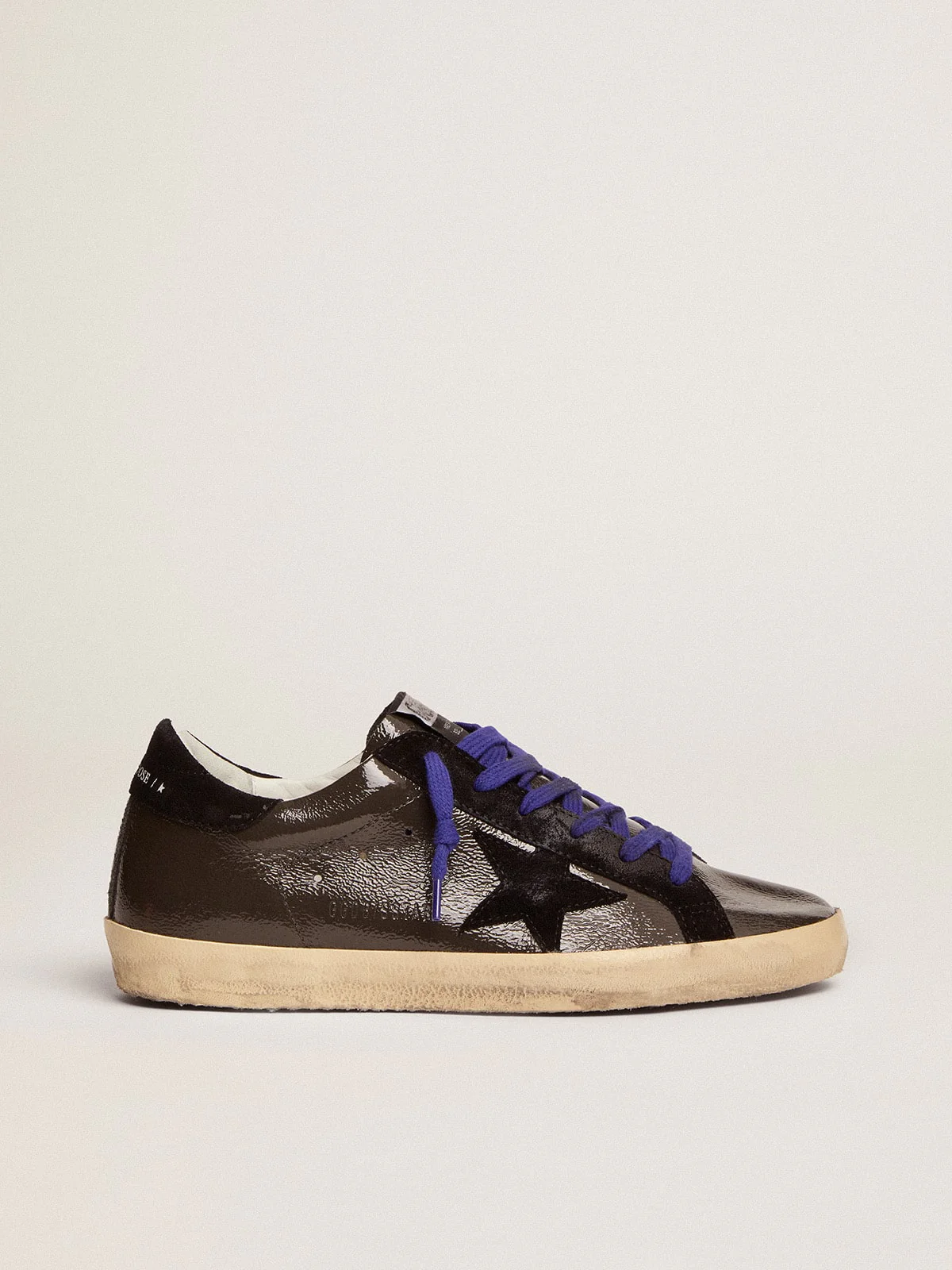 Women | Super-Star Gray Painted Leather with Black Inserts | Grey x Black - Image 9