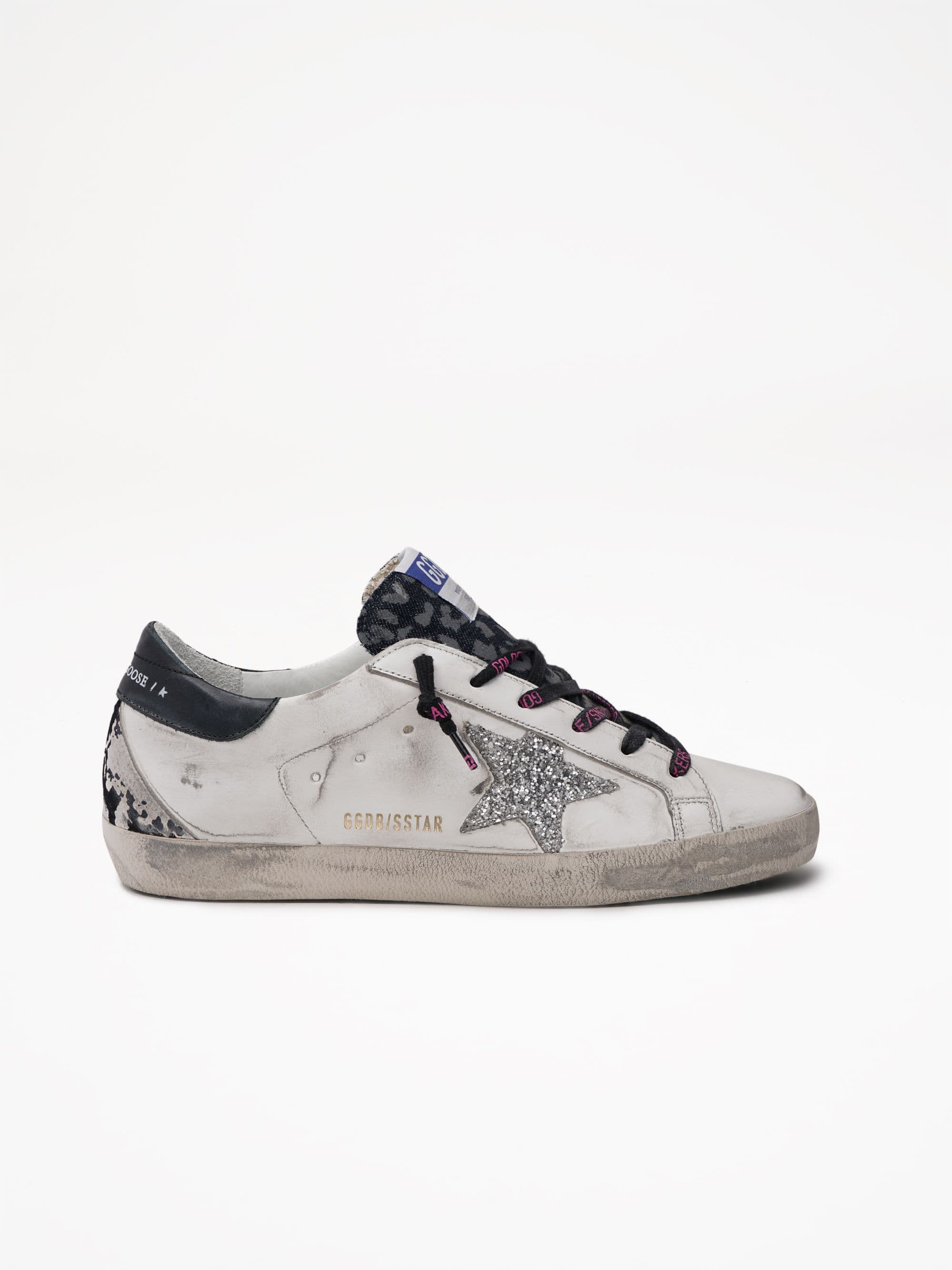 Women | Super-Star Leather Upper Glitter Star Phyton Heel | White x Indaco Leo x Silver x Black x Grey Snake - Image 2