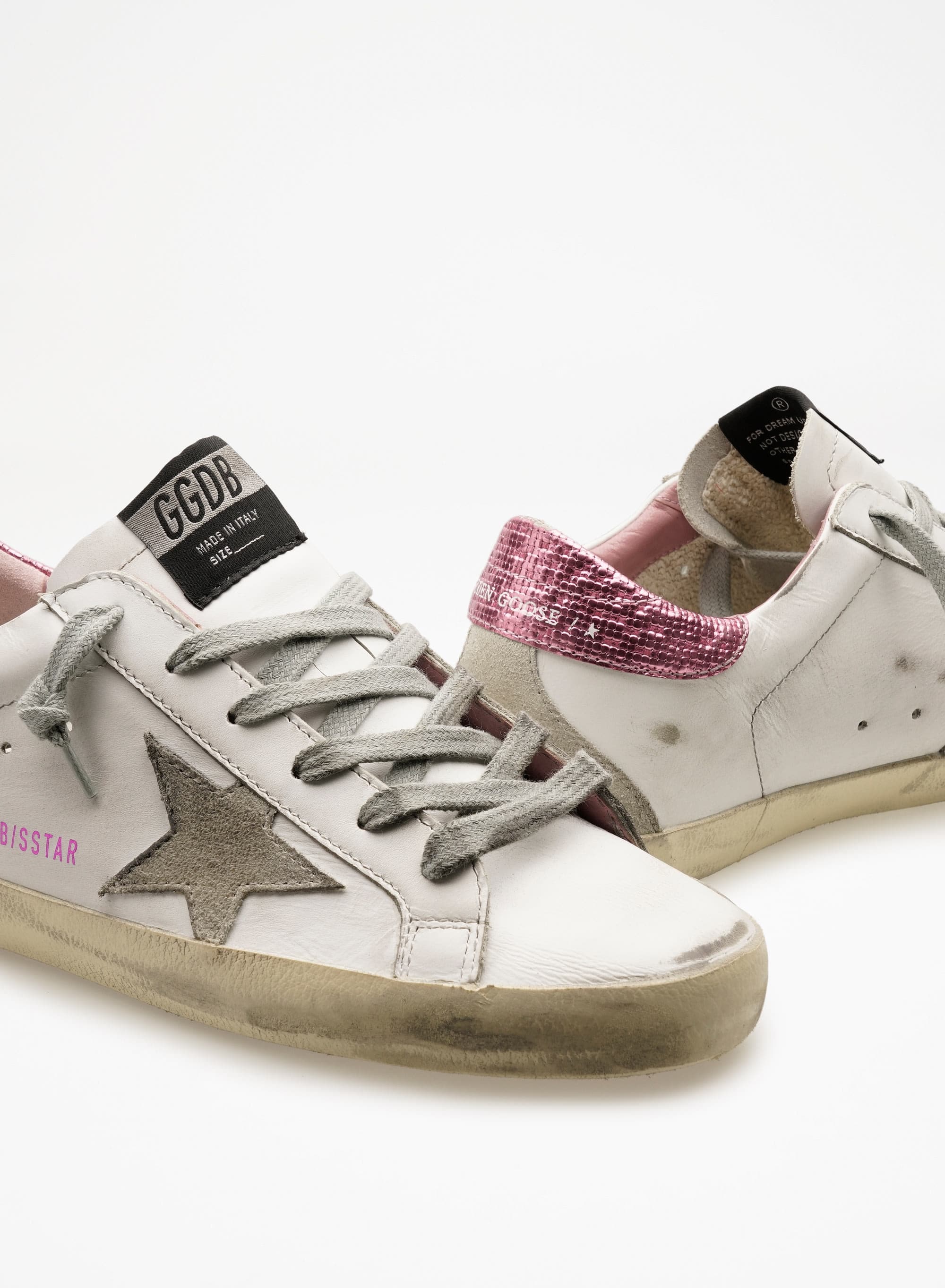 Women | Super-Star Leather Upper Suede Star Checkered Laminated | White x Ice x Pink - Image 2