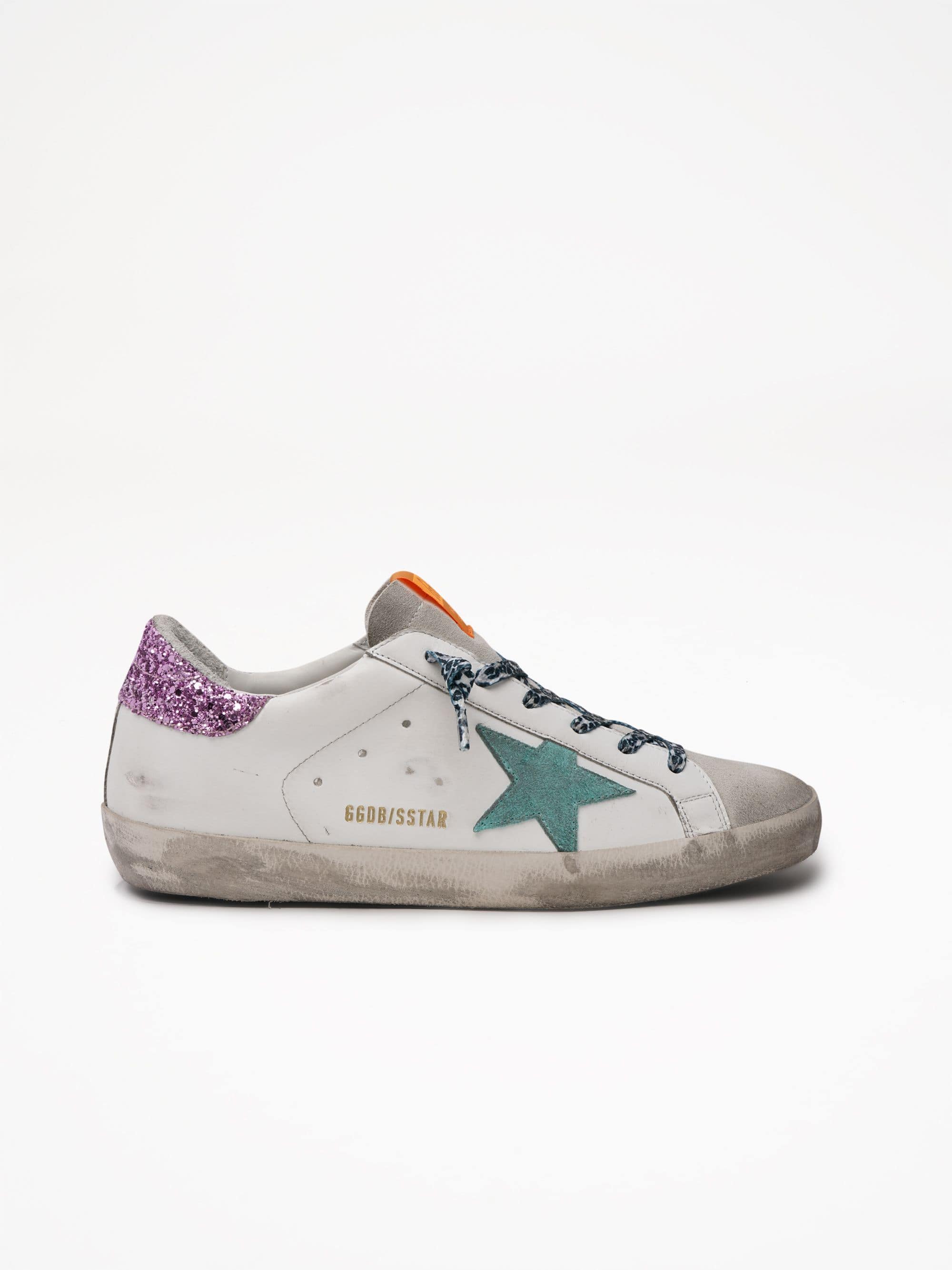 Women | Super-Star Leather Upper Suede Star Glitter Heel | Ice x White x Aquamarine x Pink - Image 4