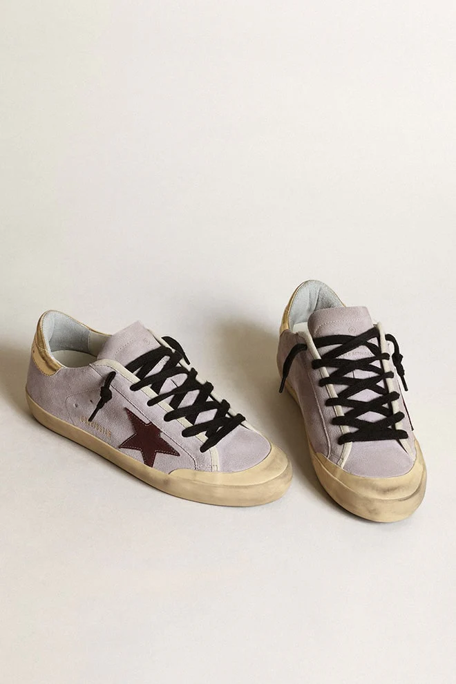 Women | Super-Star Lilac Suede with A Brown Star & Gold Heel Tab | Lilac x Chocolate Brown x Gold - Image 2