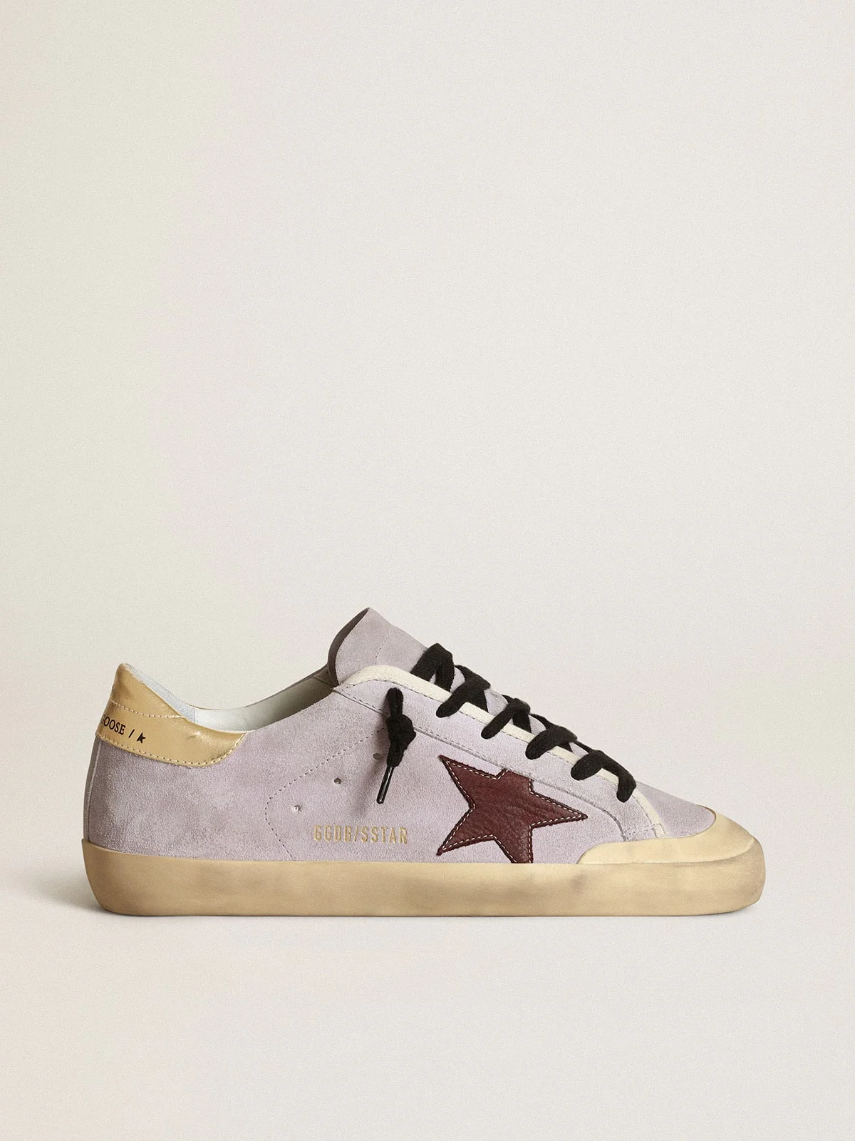 Women | Super-Star Lilac Suede with A Brown Star & Gold Heel Tab | Lilac x Chocolate Brown x Gold - Image 4