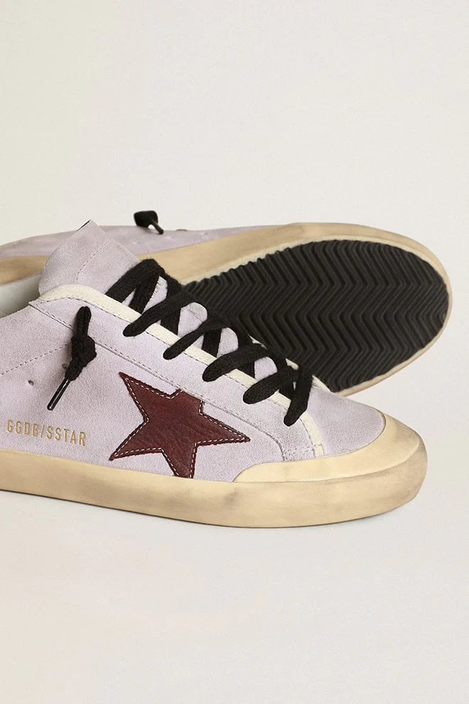 Women | Super-Star Lilac Suede with A Brown Star & Gold Heel Tab | Lilac x Chocolate Brown x Gold - Image 5
