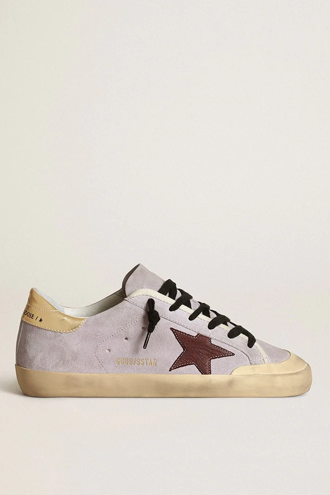 Women | Super-Star Lilac Suede with A Brown Star & Gold Heel Tab | Lilac x Chocolate Brown x Gold - Image 6