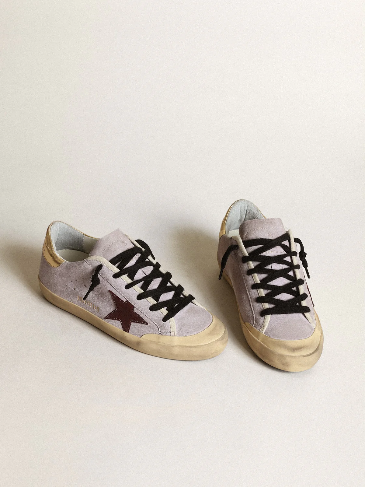 Women | Super-Star Lilac Suede with A Brown Star & Gold Heel Tab | Lilac x Chocolate Brown x Gold - Image 8