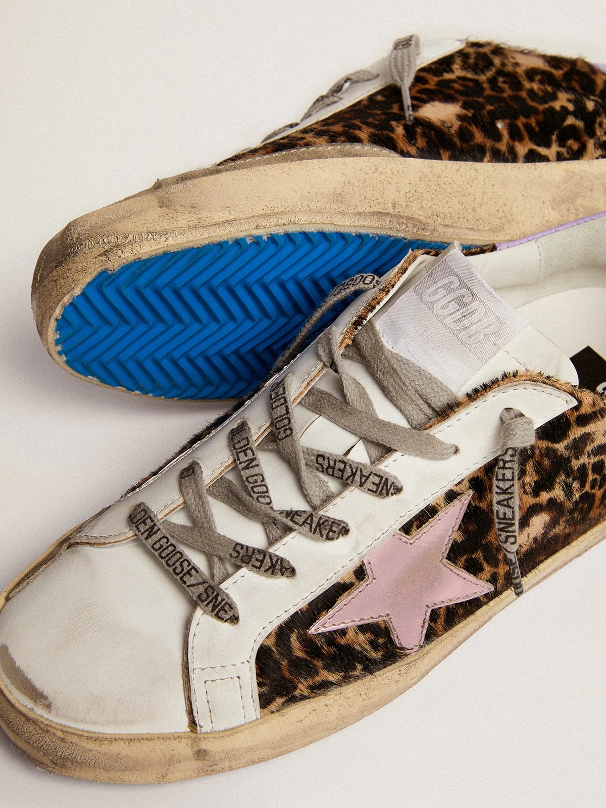 Women | Super-Star Ltd Leopard Pony Skin with Salmon Color Star | Beige Brown Leo x Salmon Pink x Purple