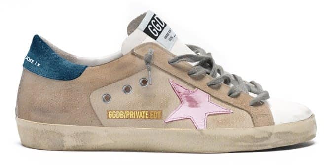 Women | Super-Star Nude Suede with Pink Star & Navy Blue Heel Tab | Nude x White x Pink x Navy Blue - Image 2