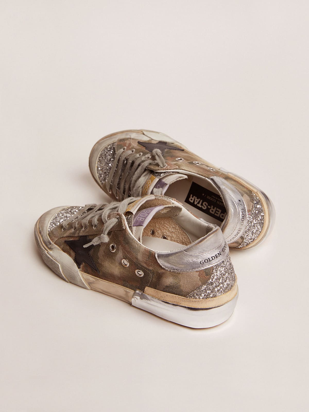 Women | Super-Star Penstar Lab Sneakers Camouflage Canvas with Multi-Foxing | Green Camouflage x Black x Silver - Image 2
