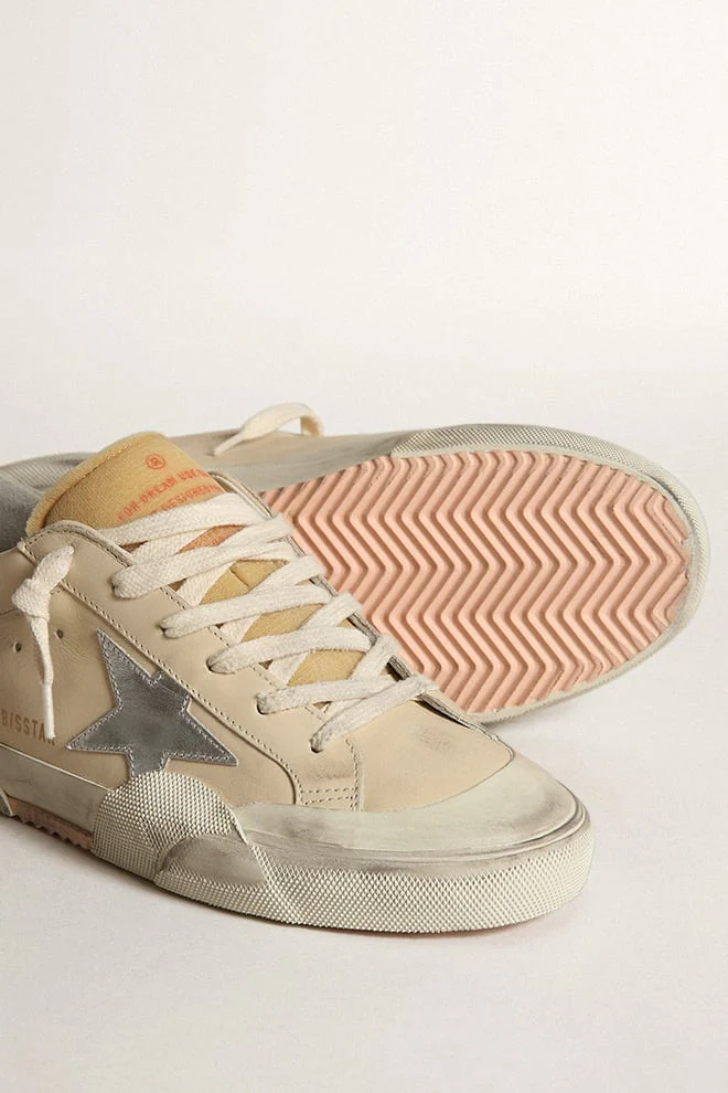 Women | Super-Star Penstar with Silver Leather Star & Suede Heel Tab | Cream x Silver x Ice - Image 4