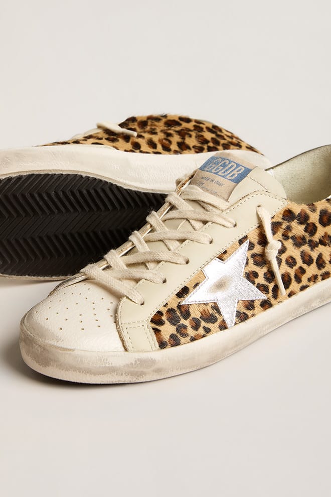 Women | Super-Star Pony Skin with Silver Star & Grey Heel Tab | Beige x Brown x Black x Silver x Olive - Image 2