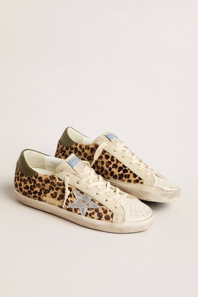 Women | Super-Star Pony Skin with Silver Star & Grey Heel Tab | Beige x Brown x Black x Silver x Olive - Image 3