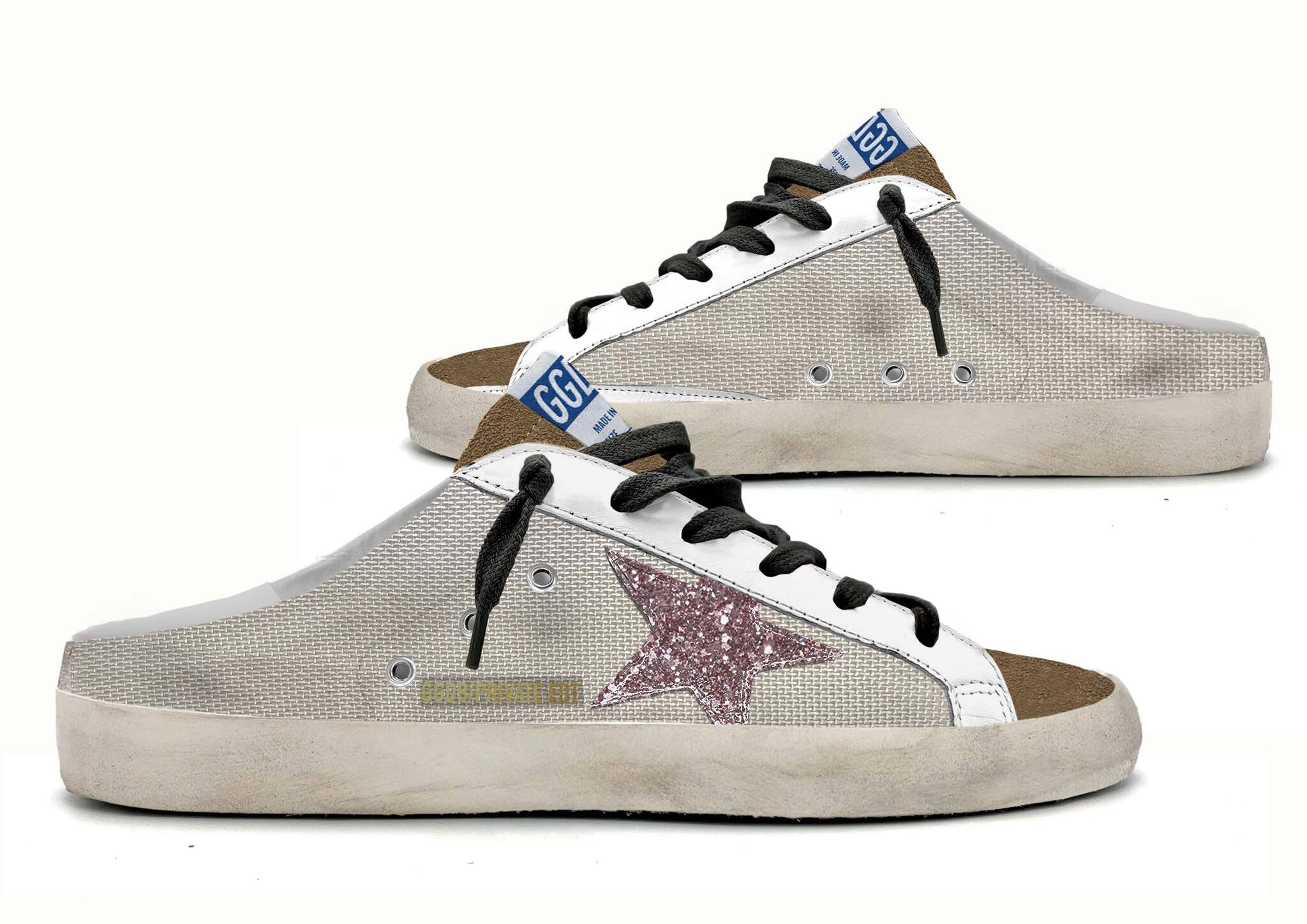 Women | Super-Star Sabot with Glitter Star | Silver x Tabacco x Pink