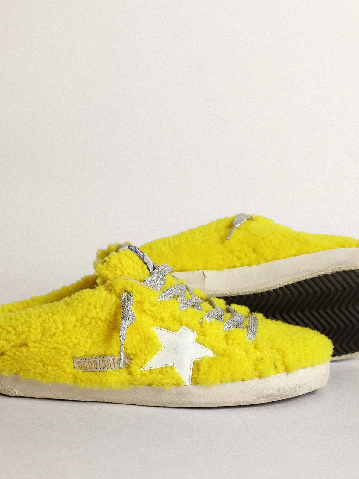Women | Super-Star Sabots Fluorescent Yellow Shearling with White Leather Star | Yellow Fluo x White - Image 7