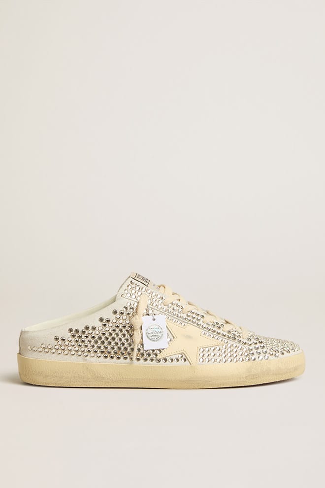 Women | Super-Star Sabots Ltd Swarovski Crystals with White Leather Star | White x Silver x Milk - Image 3